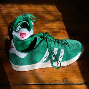 Green Adidas x Human Made shoes